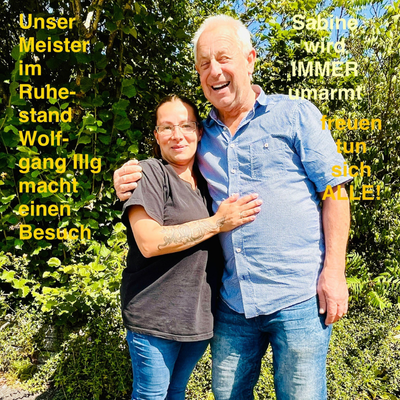 Meister im Ruhestand. Illg umarmt Sabine